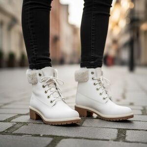 NWB 🌟 Timberland Women's White Lace Up Boots 🥾